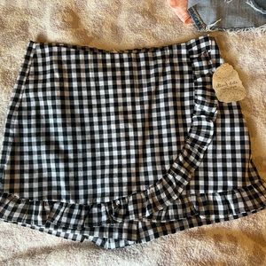 Altar’d State Checkered Skirt with ruffle size M